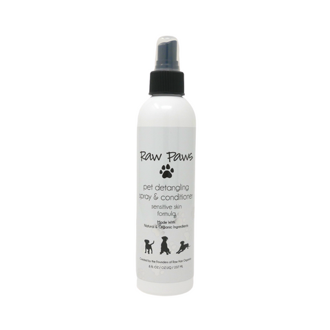 Raw Paws Natural & Organic Detangling Spray & Conditioner for Sensitive Skin 8 oz